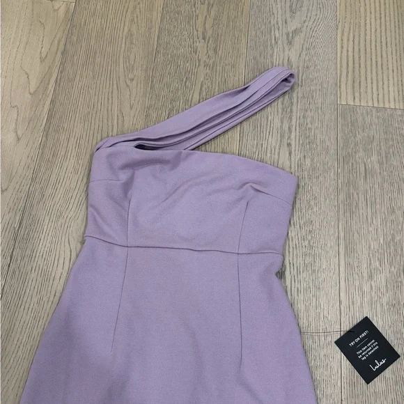 Lulu's One-Shoulder Lavender Dress - Picture 3 of 7